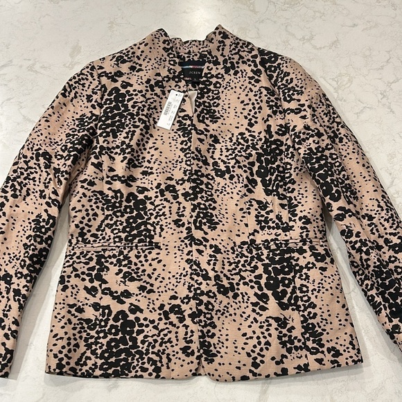 J. Crew Going-Out Blazer in Leopard Print Linen Blend Preppy Academia Size 6 NWT - Picture 6 of 16